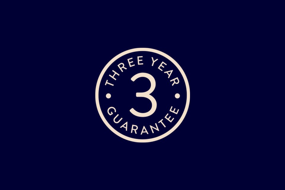 A 3-year guarantee stamp.